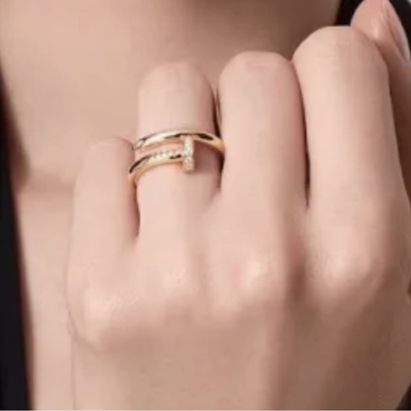 Gold Nail Bracelet & Ring w Zirconia 
Ring size 9 - Picture 3 of 9